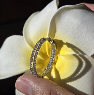 14k In And Out Diamond Hoops